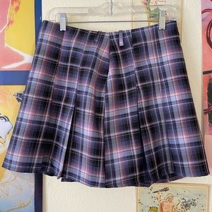 Purple/pink plaid mini skirt
